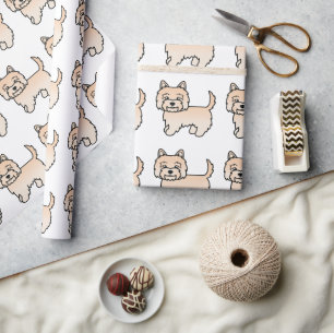 Crème Cairn Terrier Schattig Cartoon Hond Patroon Cadeaupapier
