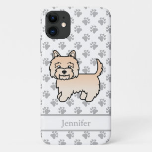 Crème Cairn Terrier Schattige Cartoon Hond & Naam iPhone 11 Hoesje