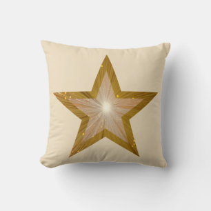 Crème carré "Gold" Star 'Text' jetant oreiller