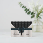 Crème carte de visite Beige Black Bow (Debout devant)