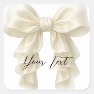 Crème Cascade Ruffle Boog Trouwen Knoop Bruiloftss Vierkante Sticker