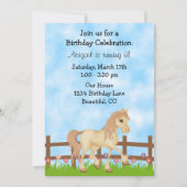 Crème Cheval et Fleurs Filles Invitation Anniversa (Devant)