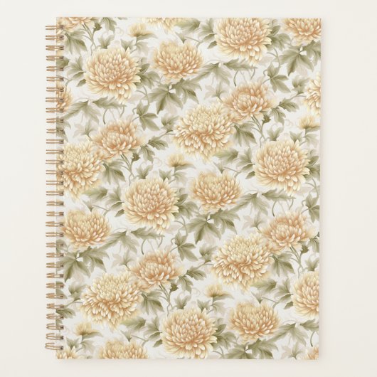 Crème Chrysanthemum Chiyogami Planner (Voorkant)