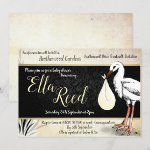 Crème cigogne Baby Shower Invitations