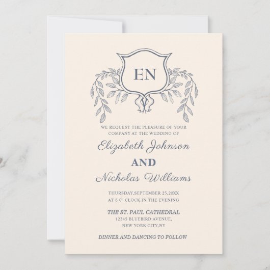 creme classique invitation de mariage uk modèle (Devant)