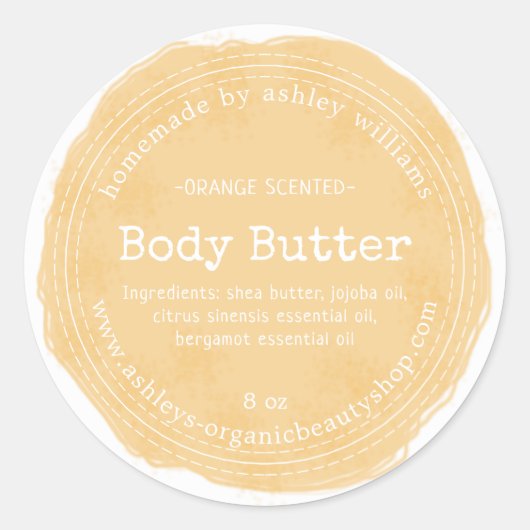 Crème Corporelle Maison Jaune Étiquette Commercial (Devant)