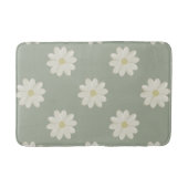 Crème Daisy Sage Green Moderne Bloemen Badmat (Voorkant)