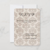 Crème Damask Bruiloft RSVP (Voorkant)