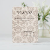 Crème Damask Bruiloft RSVP (Staand voorkant)
