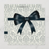 Crème Damast Zwart Feestje Kaart (Voorkant / Achterkant)