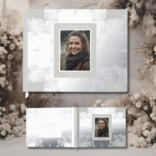 Crème d'argent Real Foil Funeral Livre d'invité Él