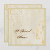 Crème de Fleur di Lys Damask 2 - faire-part de (Devant / Derrière)