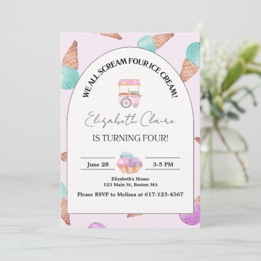 Crème de glace 4e anniversaire Invitation (Debout devant)