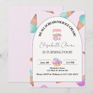 Crème de glace 4e anniversaire Invitation