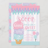 Crème de glace Anniversaire Fête Invitation Cône d (Devant / Derrière)