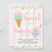Crème de glace Anniversaire Fête Invitation Invita (Devant)