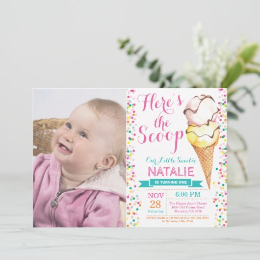 Crème de glace Anniversaire Invitation été (Debout devant)