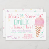 Crème de glace Aquarelle sociale Invitation d'anni (Devant / Derrière)