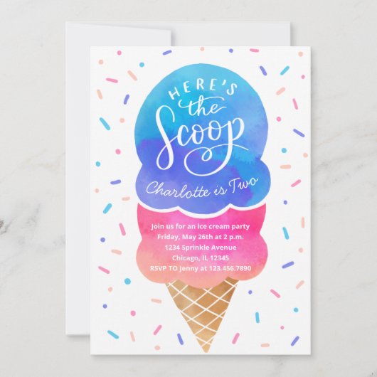 Crème de glace avec arrosage Invitation de fête d' (Devant)
