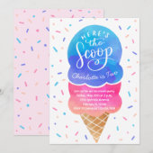 Crème de glace avec arrosage Invitation de fête d' (Devant / Derrière)