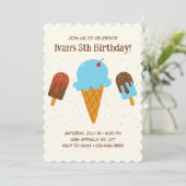 Crème de glace bleue Invitation Anniversaire (Debout devant)