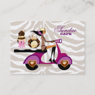 Crème de glace Carte de visite Scooter Girl Zebra 