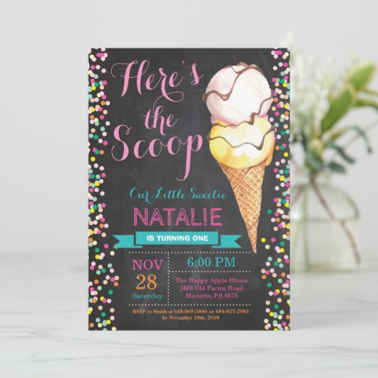 Crème de glace Invitation d'anniversaire Summer Ch (Debout devant)