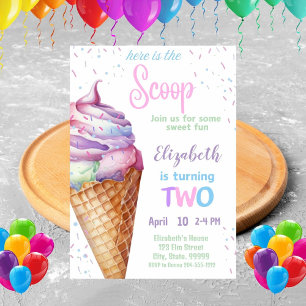 Crème de glace Invitation de fête du 2e anniversai