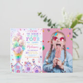 Crème de glace rose 4e anniversaire Invitation pho (Debout devant)