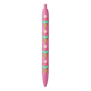 Crème de glace rose cônes stylos écriture