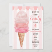 Crème de glace rose Invitation de fête d'anniversa (Devant)