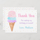 Crème de glace rose or Pastel Anniversaire Merci (Devant / Derrière)