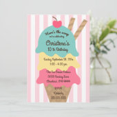 Crème de glace Social Anniversaire Fête Invitation (Debout devant)