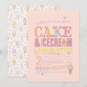 CRÈME DE GLACE SOCIAL ANNIVERSAIRE invitation (Devant / Derrière)