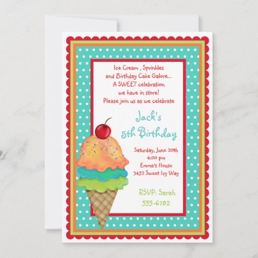 Crème de glace Traite Les Invitations De Garçons D (Devant)