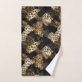 Crème de noir doré imprimé léopard animal (Serviette à main)