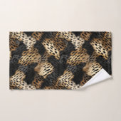 Crème de noir doré imprimé léopard animal (Serviette à main)
