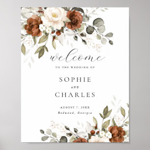 Crème de rouille florale Affiche de bienvenue Mari
