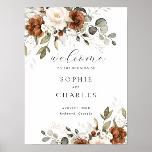 Crème de rouille florale Affiche de bienvenue Mari