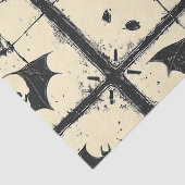 Crème Denim Grunge Patchwork met vleermuizen (2) Tissuepapier (Detail)