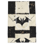 Crème Denim Grunge Patchwork met Vleermuizen (3) Medium Cadeauzakje (Achterkant)