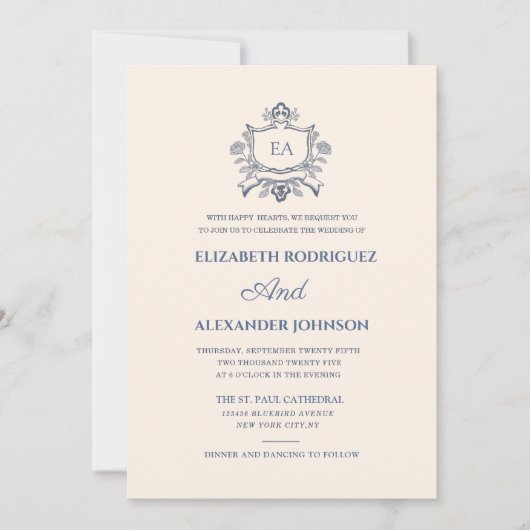 creme digital mariage invitations uk modèle (Devant)