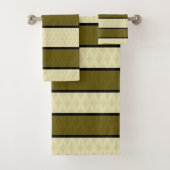Crème d'olive Diamond Stripes Ensemble De Serviett (En situation)