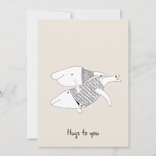 Crème Doodle Encourageant Carte de voeux Baleines (Devant)