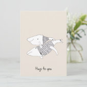 Crème Doodle Encourageant Carte de voeux Baleines (Debout devant)