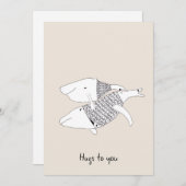 Crème Doodle Encourageant Carte de voeux Baleines (Devant / Derrière)