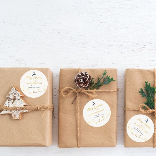 Crème Doodle Stars Joyeux Sticker de Noël