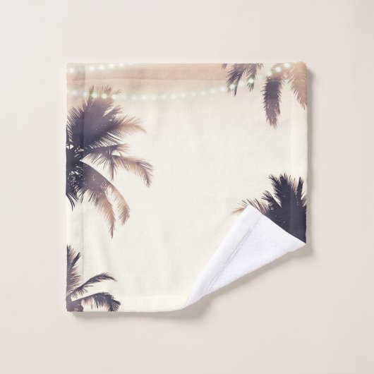 Crème Dream Palm Trees & Lights Beachy Glam Bad Handdoek (Wasdoekje)