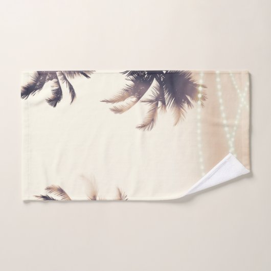 Crème Dream Palm Trees & Lights Beachy Glam Bad Handdoek (Handdoek)