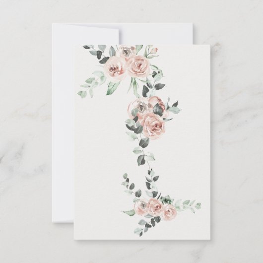 Crème Elegant Blush Bloemen Bruiloft RSVP (Achterkant)